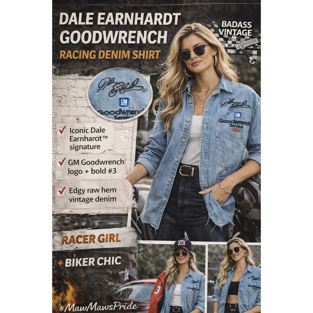 Vintage NASCAR Raw Hem XLVintage Dale Earnhardt GM Goodwrench Denim Shirt
